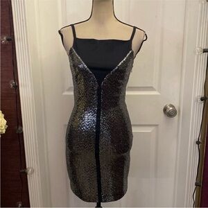 Judd stressed Cavalli Elegant Black and Silver Sequin Dress, S